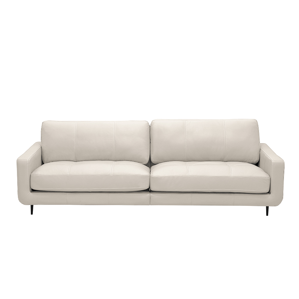 Sofá Decorativo Isaac 3 Lugares Sala de estar 210cm Pés em Aço Couro Off White G88 - Gran Belo
