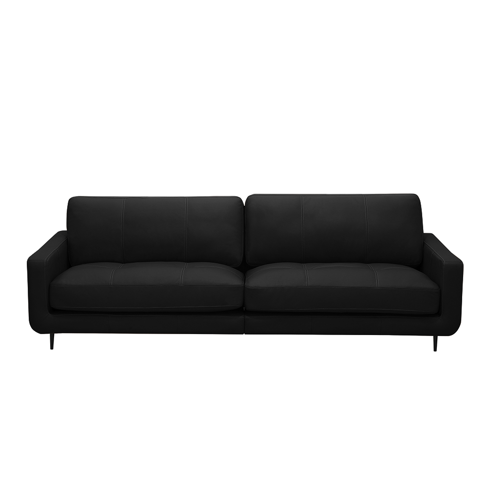 Sofá Decorativo Isaac 3 Lugares Sala de estar 210cm Pés em Aço Couro Preto G88 - Gran Belo