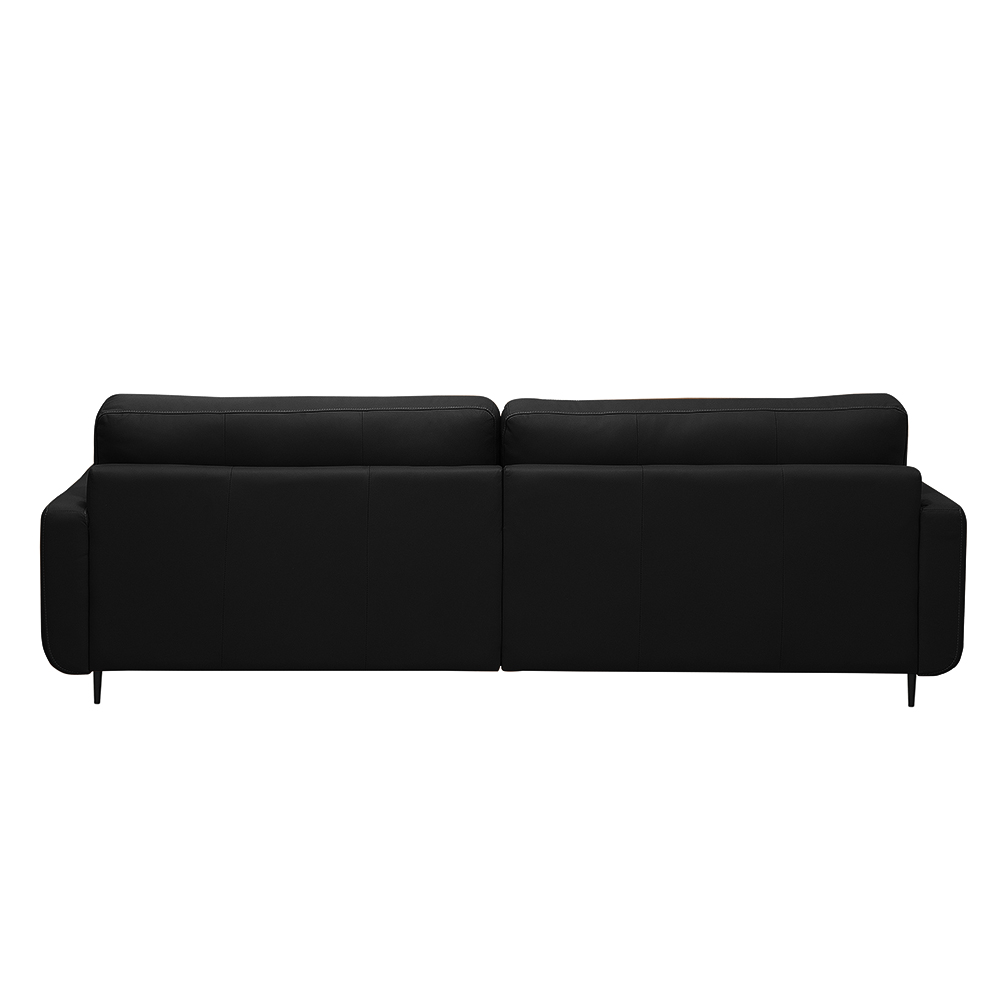 Sofá Decorativo Isaac 3 Lugares Sala de estar 210cm Pés em Aço Couro Preto G88 - Gran Belo