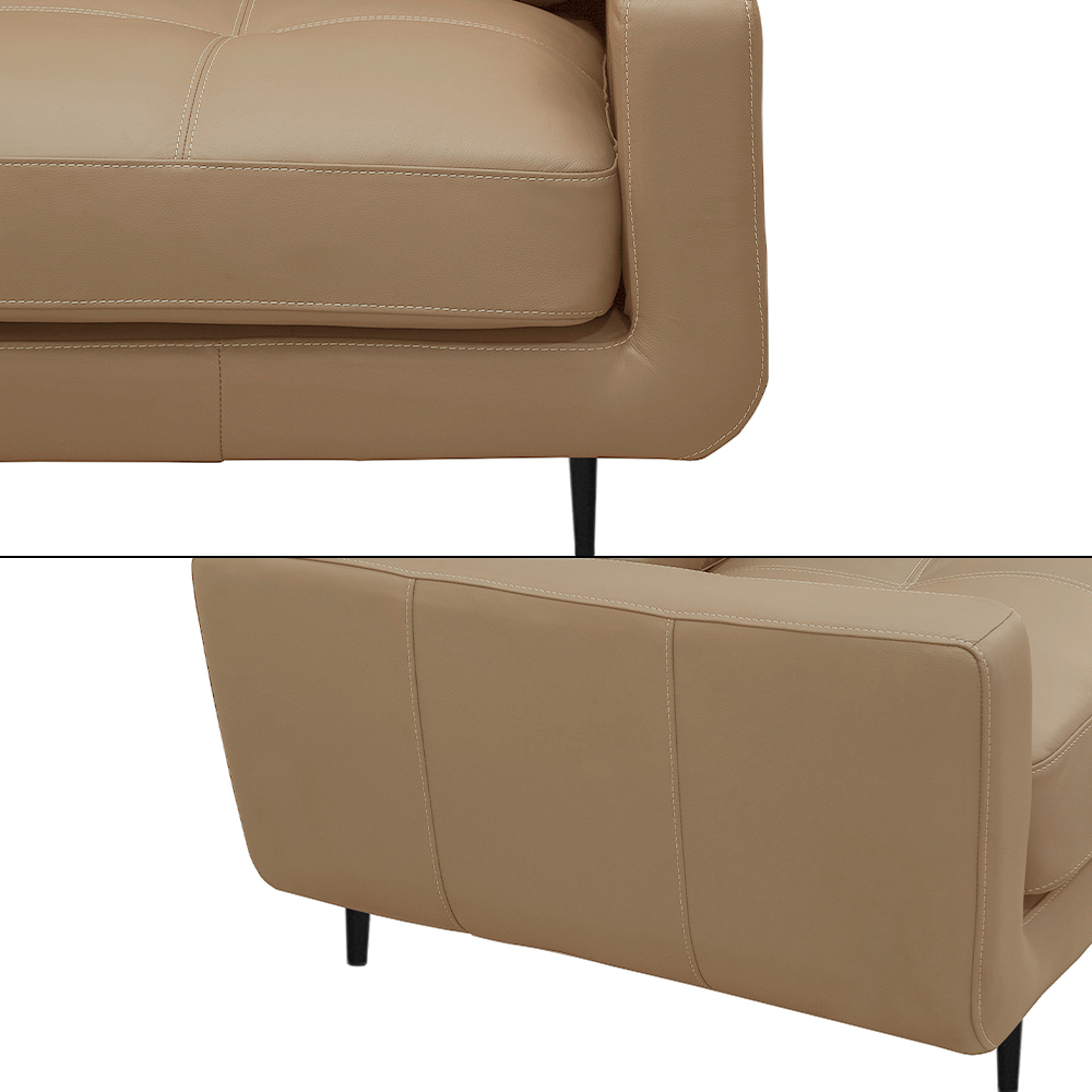 Sofá Decorativo Isaac 3 Lugares Sala de estar 240cm Pés em Aço Couro Nude G88 - Gran Belo