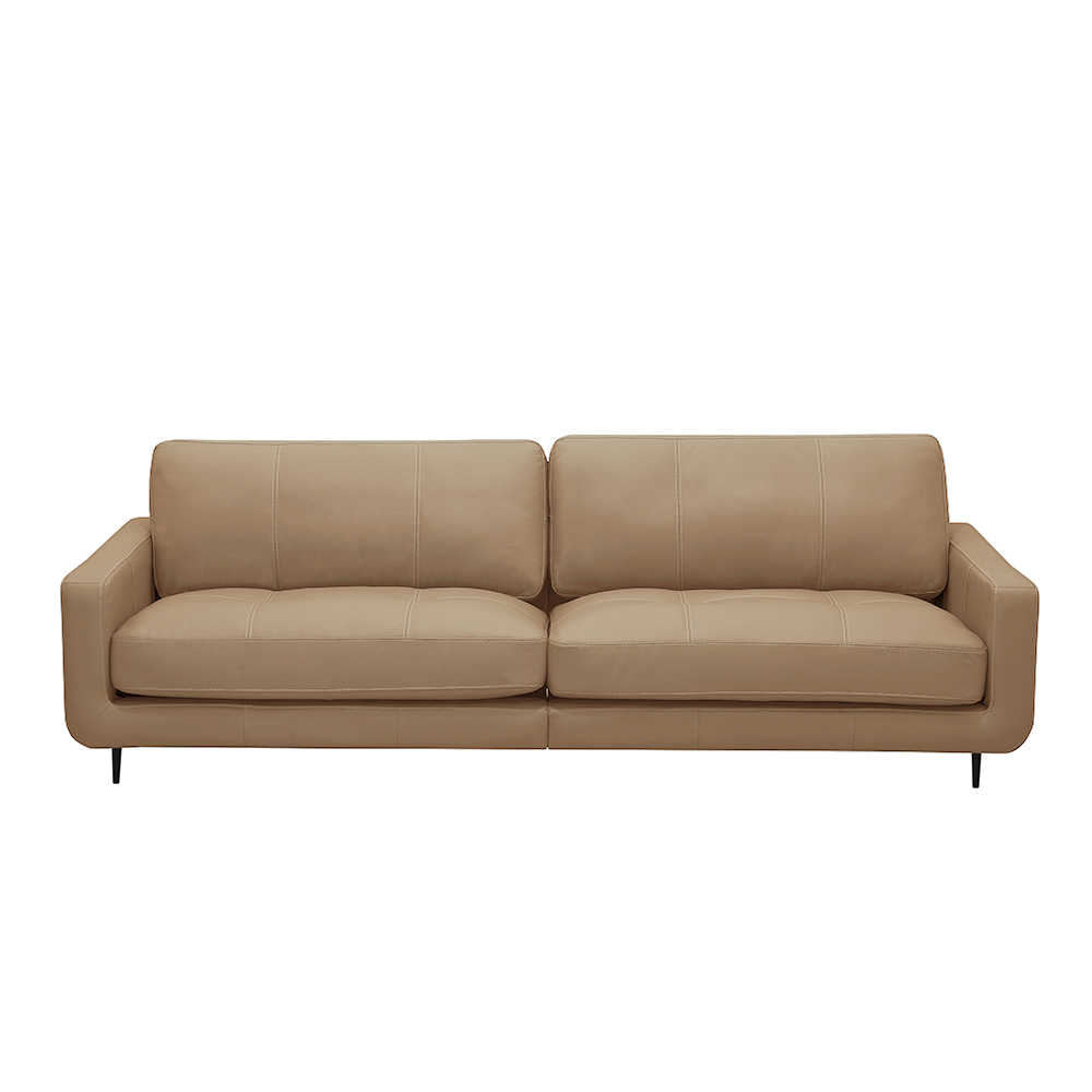 Sofá Decorativo Isaac 3 Lugares Sala de estar 240cm Pés em Aço Couro Nude G88 - Gran Belo