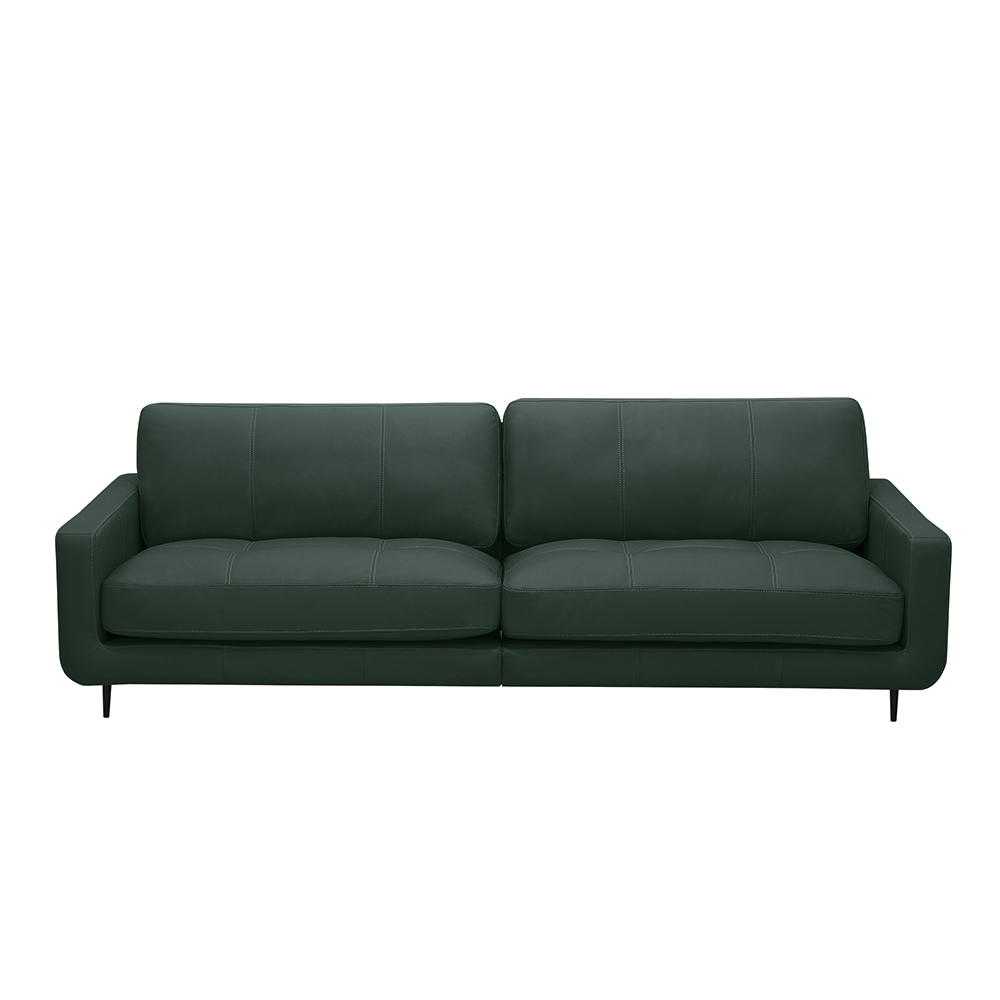 Sofá Decorativo Isaac 3 Lugares Sala de estar 240cm Pés em Aço Couro Verde Musgo G88 - Gran Belo