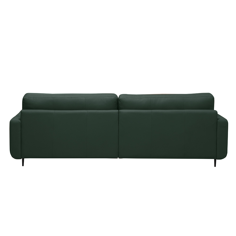 Sofá Decorativo Isaac 3 Lugares Sala de estar 240cm Pés em Aço Couro Verde Musgo G88 - Gran Belo