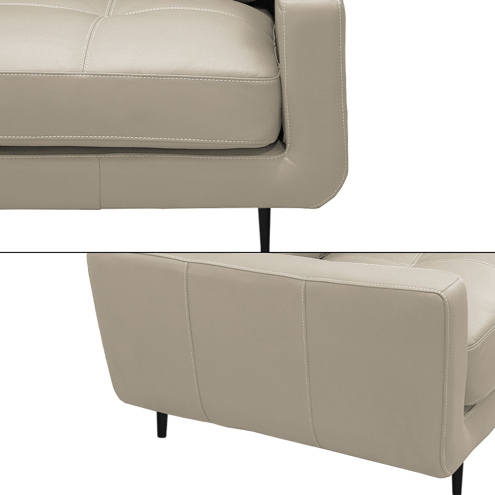 Sofá Decorativo Isaac 4 Lugares Sala de estar 270cm Pés em Aço Couro Bege G88 - Gran Belo