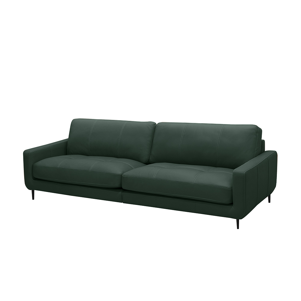 Sofá Decorativo Isaac 4 Lugares Sala de estar 270cm Pés em Aço Couro Verde Musgo G88 - Gran Belo