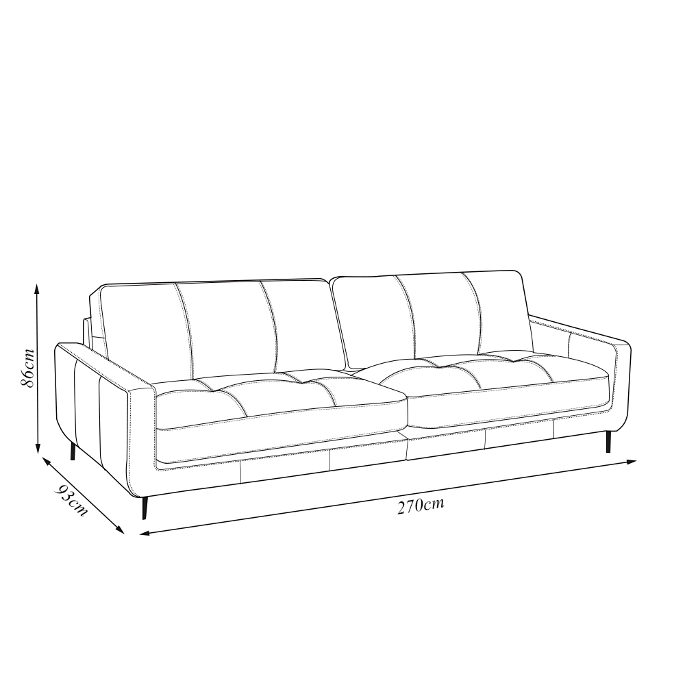 Sofá Decorativo Isaac 4 Lugares Sala de estar 270cm Pés em Aço Couro Verde Musgo G88 - Gran Belo