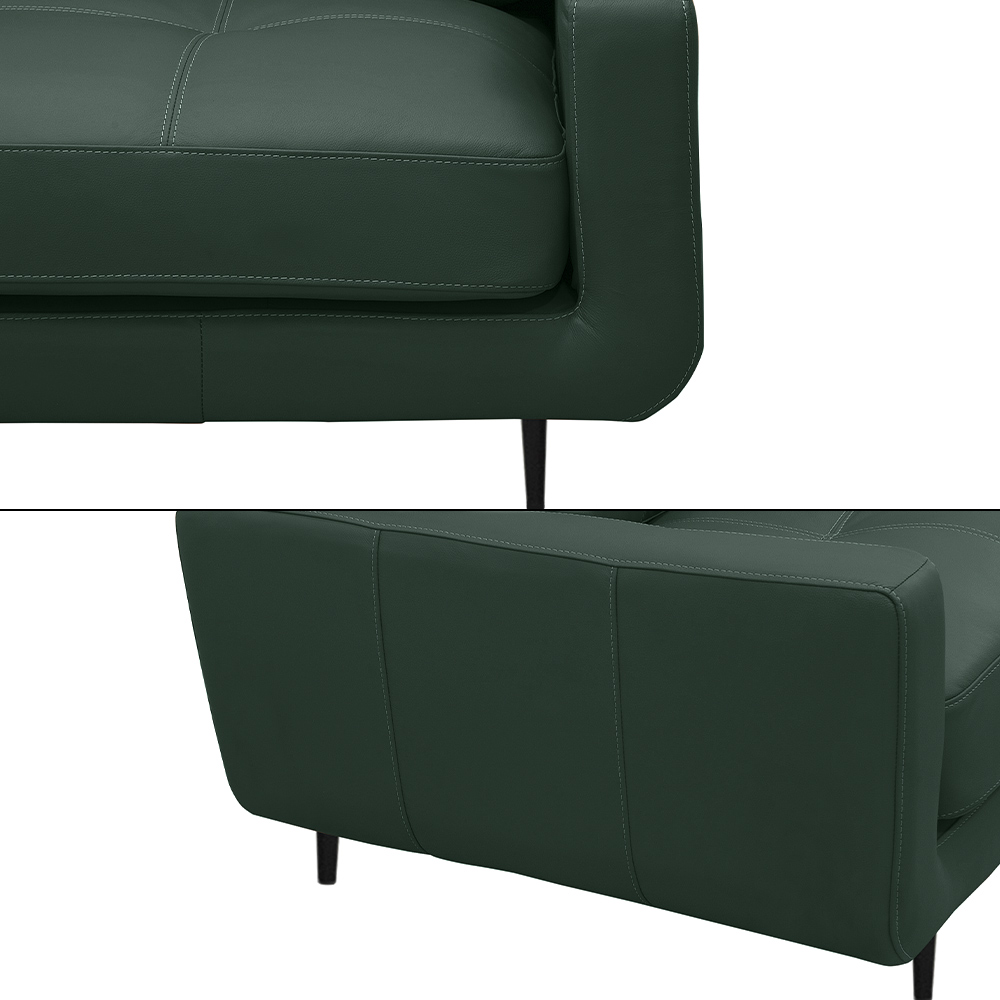 Sofá Decorativo Isaac 4 Lugares Sala de estar 270cm Pés em Aço Couro Verde Musgo G88 - Gran Belo