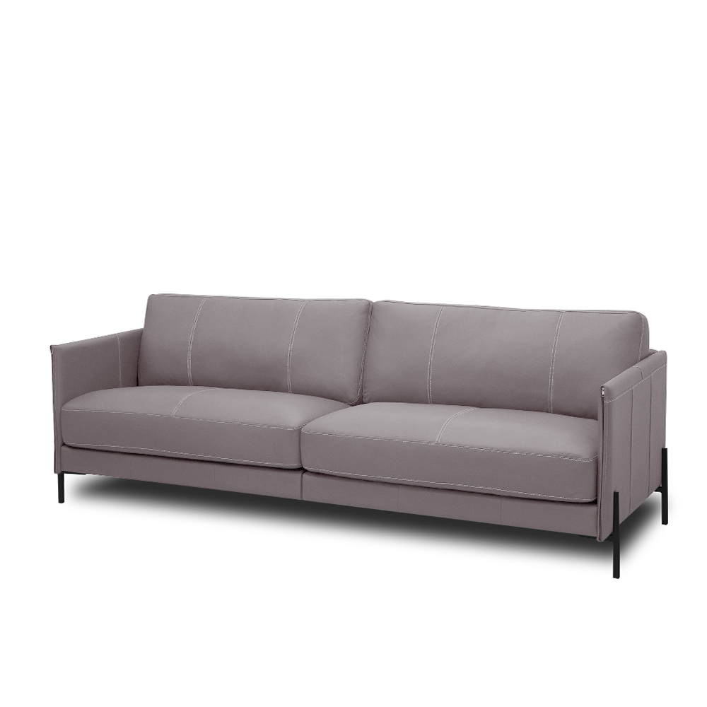 Sofá Decorativo Karine 3 Lugares Sala de estar 210cm Pés em Aço Couro Avelã G88 - Gran Belo