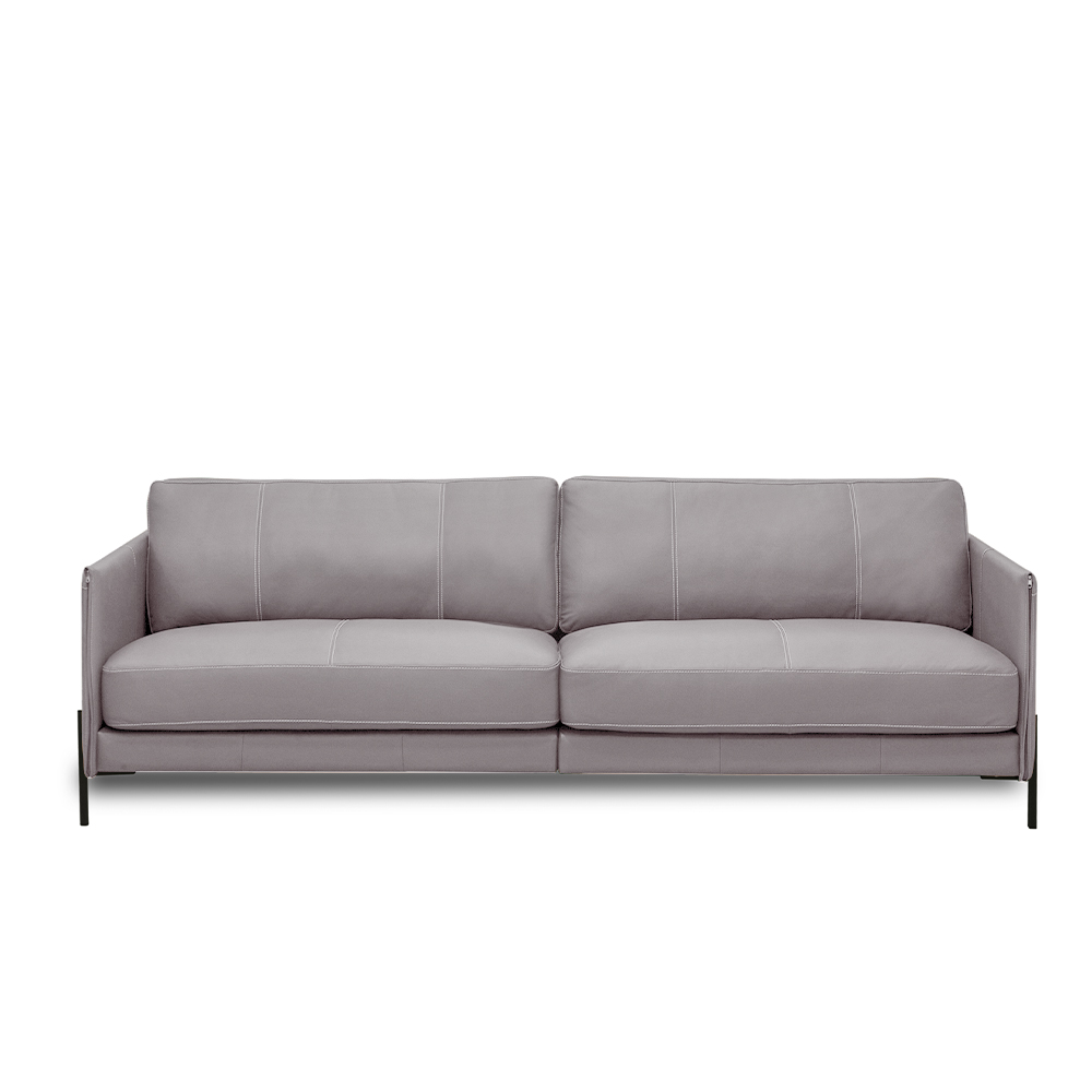 Sofá Decorativo Karine 3 Lugares Sala de estar 210cm Pés em Aço Couro Avelã G88 - Gran Belo