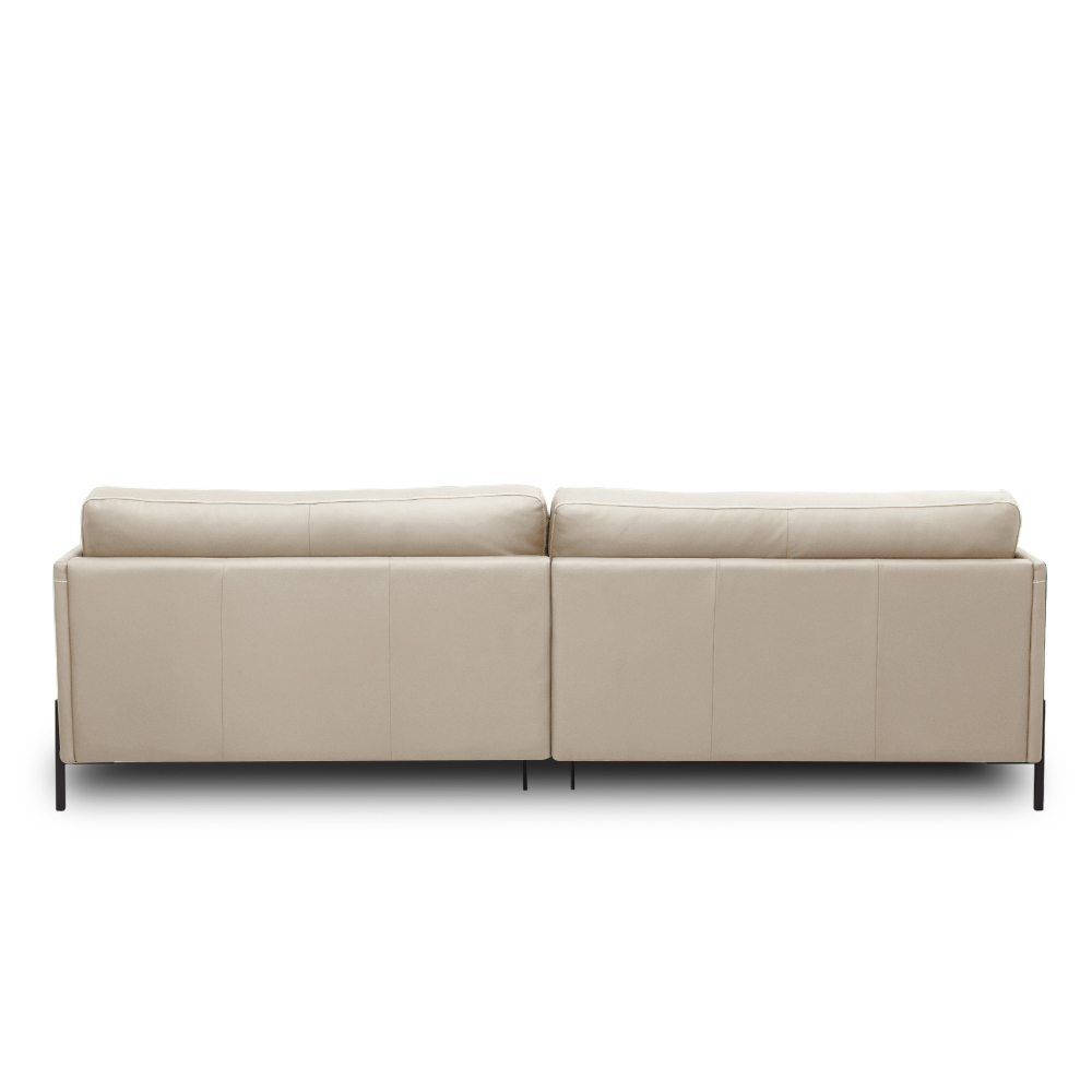 Sofá Decorativo Karine 3 Lugares Sala de estar 210cm Pés em Aço Couro Bege G88 - Gran Belo