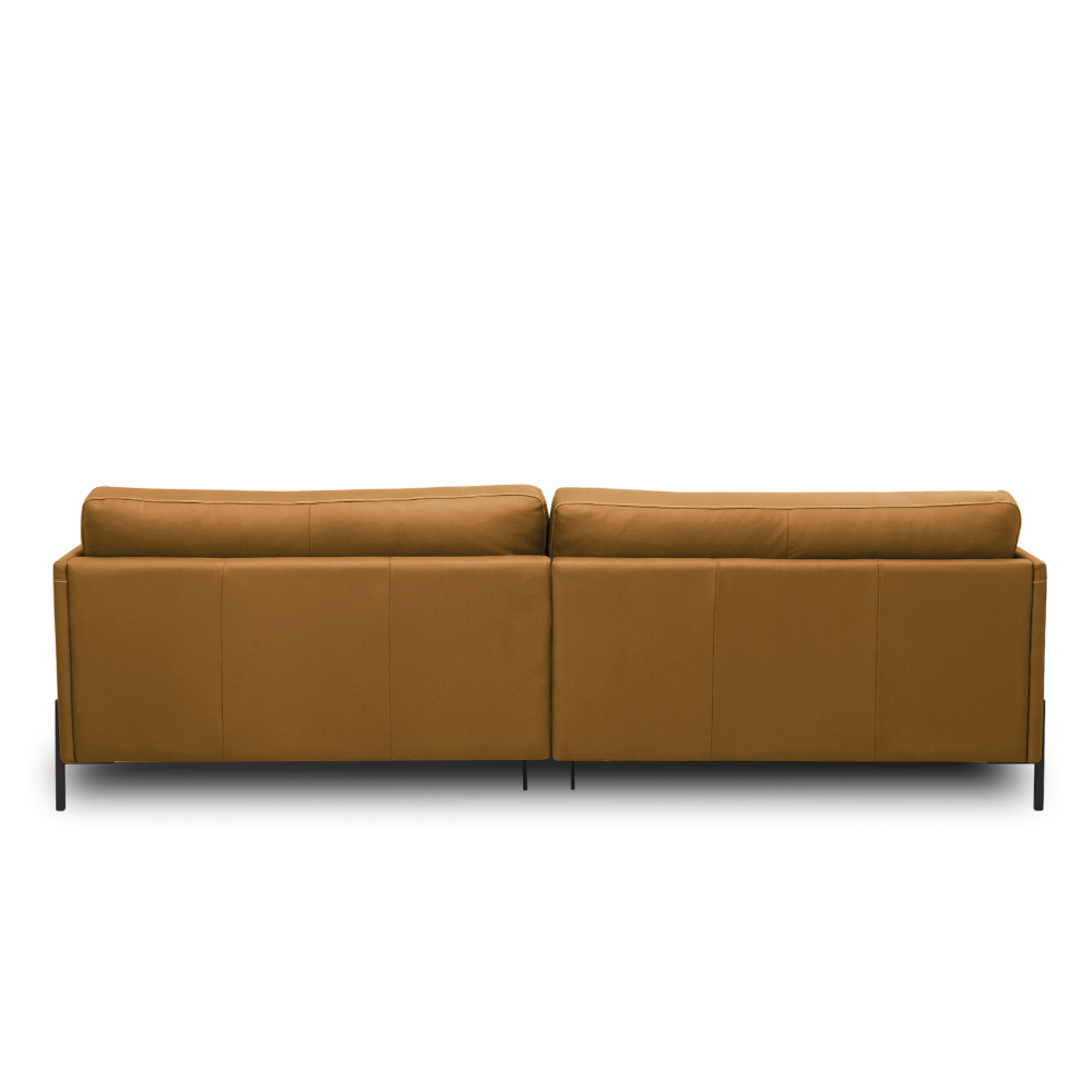 Sofá Decorativo Karine 3 Lugares Sala de estar 210cm Pés em Aço Couro Caramelo G88 - Gran Belo