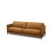 Sofá Decorativo Karine 3 Lugares Sala de estar 210cm Pés em Aço Couro Caramelo Manchado G88 - Gran Belo