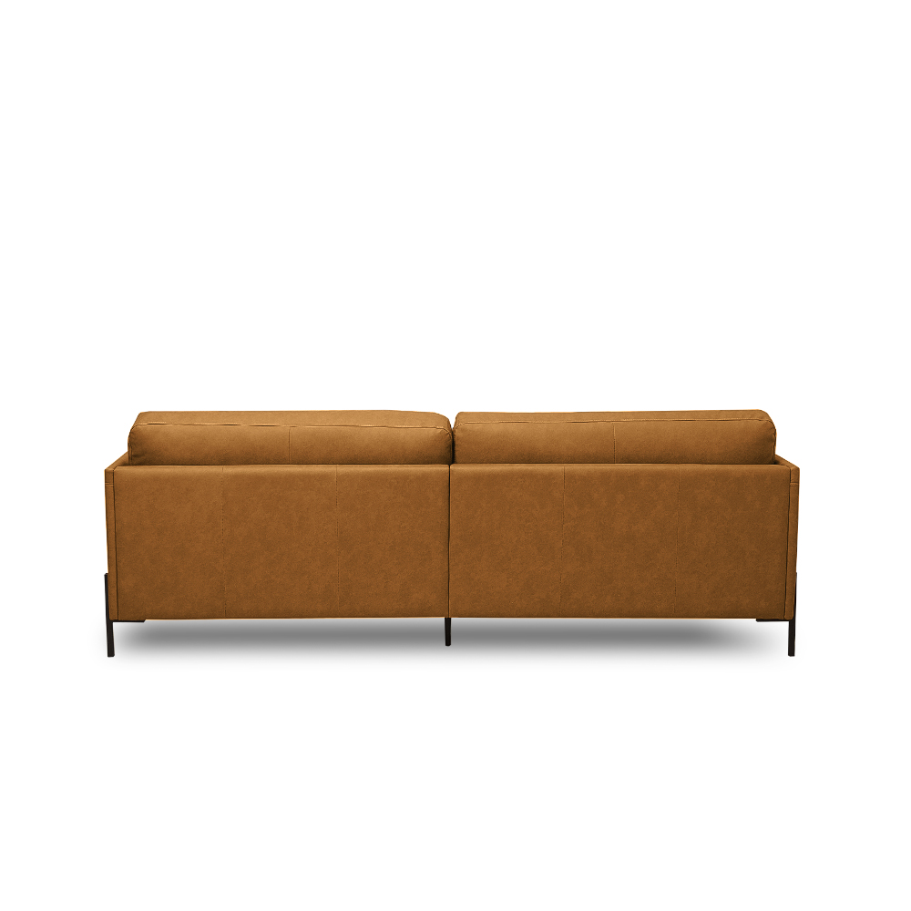 Sofá Decorativo Karine 3 Lugares Sala de estar 210cm Pés em Aço Couro Caramelo Manchado G88 - Gran Belo