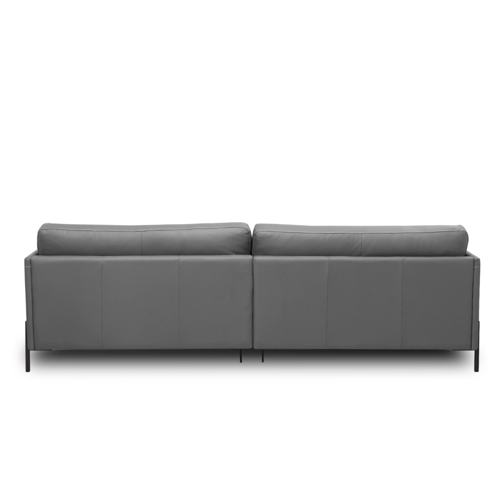 Sofá Decorativo Karine 3 Lugares Sala de estar 210cm Pés em Aço Couro Grafite G88 - Gran Belo