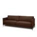 Sofá Decorativo Karine 3 Lugares Sala de estar 210cm Pés em Aço Couro Marrom Chocolate G88 - Gran Belo