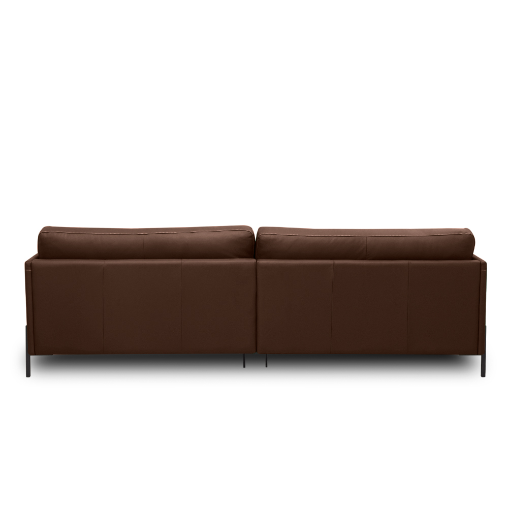 Sofá Decorativo Karine 3 Lugares Sala de estar 210cm Pés em Aço Couro Marrom Chocolate G88 - Gran Belo