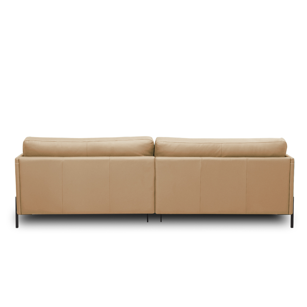 Sofá Decorativo Karine 3 Lugares Sala de estar 210cm Pés em Aço Couro Nude G88 - Gran Belo