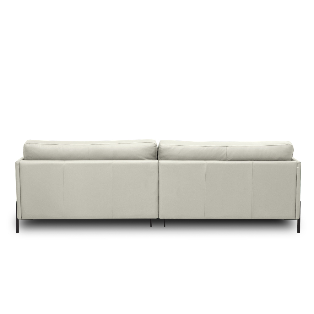 Sofá Decorativo Karine 3 Lugares Sala de estar 210cm Pés em Aço Couro Off White G88 - Gran Belo