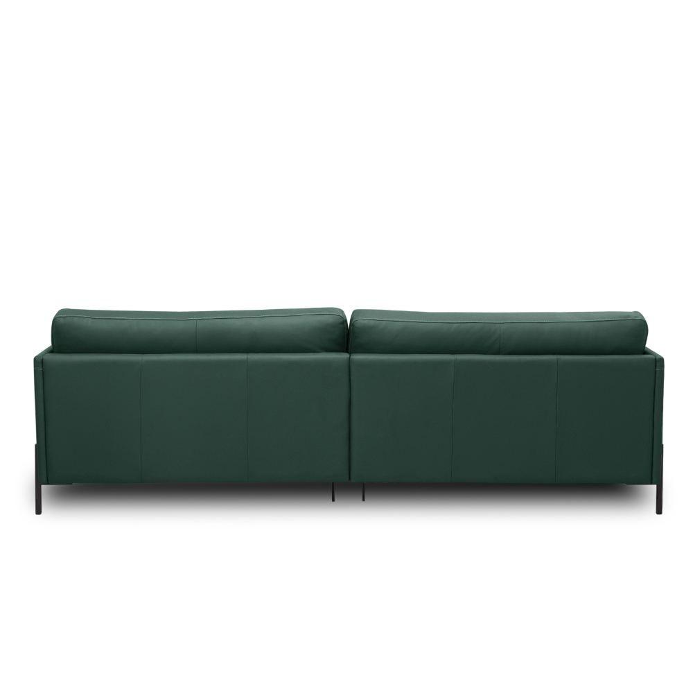 Sofá Decorativo Karine 3 Lugares Sala de estar 210cm Pés em Aço Couro Verde Musgo G88 - Gran Belo