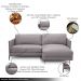Sofá Decorativo Karine 3 Lugares Sala de estar 230cm com Chaise Pés em Aço Couro Avelã G88 - Gran Belo