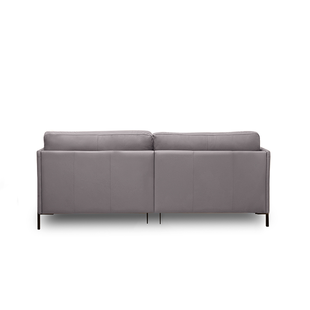 Sofá Decorativo Karine 3 Lugares Sala de estar 230cm com Chaise Pés em Aço Couro Avelã G88 - Gran Belo
