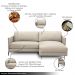 Sofá Decorativo Karine 3 Lugares Sala de estar 230cm com Chaise Pés em Aço Couro Bege G88 - Gran Belo