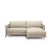 Sofá Decorativo Karine 3 Lugares Sala de estar 230cm com Chaise Pés em Aço Couro Bege G88 - Gran Belo