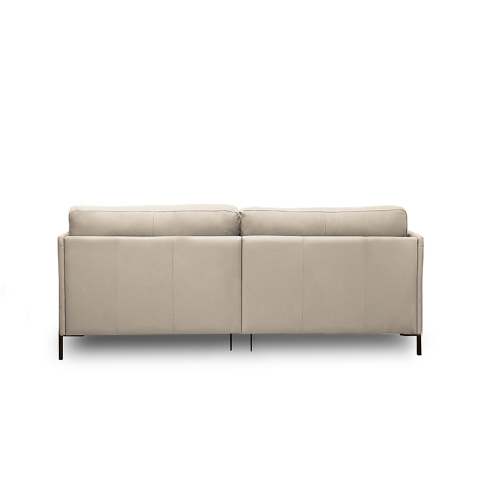 Sofá Decorativo Karine 3 Lugares Sala de estar 230cm com Chaise Pés em Aço Couro Bege G88 - Gran Belo