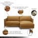 Sofá Decorativo Karine 3 Lugares Sala de estar 230cm com Chaise Pés em Aço Couro Caramelo G88 - Gran Belo
