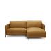 Sofá Decorativo Karine 3 Lugares Sala de estar 230cm com Chaise Pés em Aço Couro Caramelo G88 - Gran Belo
