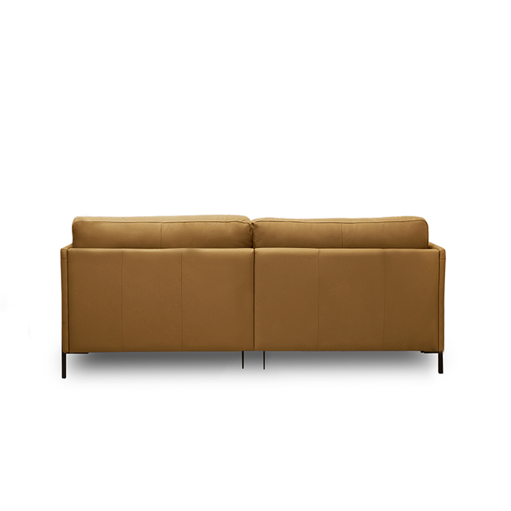 Sofá Decorativo Karine 3 Lugares Sala de estar 230cm com Chaise Pés em Aço Couro Caramelo G88 - Gran Belo