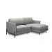 Sofá Decorativo Karine 3 Lugares Sala de estar 230cm com Chaise Pés em Aço Couro Grafite G88 - Gran Belo