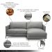 Sofá Decorativo Karine 3 Lugares Sala de estar 230cm com Chaise Pés em Aço Couro Grafite G88 - Gran Belo