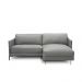 Sofá Decorativo Karine 3 Lugares Sala de estar 230cm com Chaise Pés em Aço Couro Grafite G88 - Gran Belo