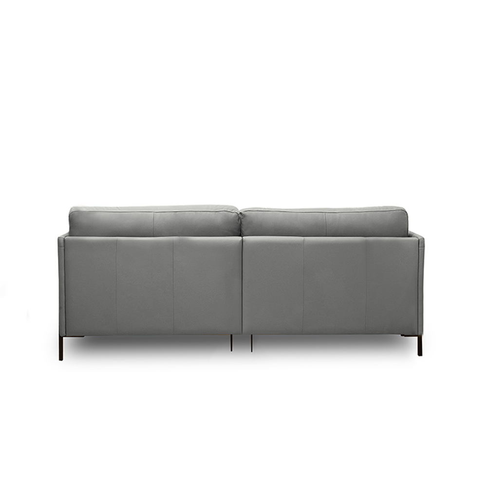 Sofá Decorativo Karine 3 Lugares Sala de estar 230cm com Chaise Pés em Aço Couro Grafite G88 - Gran Belo