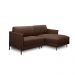 Sofá Decorativo Karine 3 Lugares Sala de estar 230cm com Chaise Pés em Aço Couro Marrom Chocolate G88 - Gran Belo