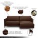 Sofá Decorativo Karine 3 Lugares Sala de estar 230cm com Chaise Pés em Aço Couro Marrom Chocolate G88 - Gran Belo