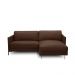 Sofá Decorativo Karine 3 Lugares Sala de estar 230cm com Chaise Pés em Aço Couro Marrom Chocolate G88 - Gran Belo