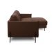 Sofá Decorativo Karine 3 Lugares Sala de estar 230cm com Chaise Pés em Aço Couro Marrom Chocolate G88 - Gran Belo