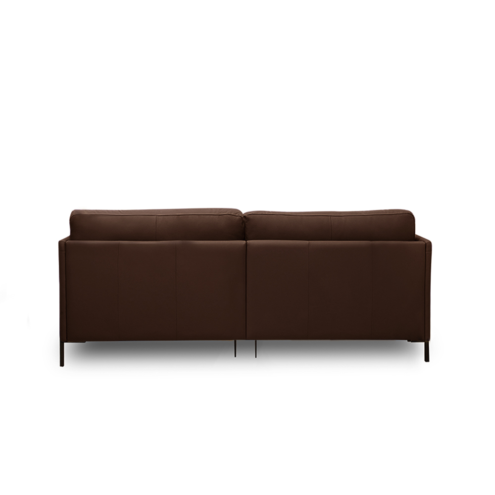 Sofá Decorativo Karine 3 Lugares Sala de estar 230cm com Chaise Pés em Aço Couro Marrom Chocolate G88 - Gran Belo