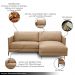 Sofá Decorativo Karine 3 Lugares Sala de estar 230cm com Chaise Pés em Aço Couro Nude G88 - Gran Belo