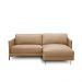 Sofá Decorativo Karine 3 Lugares Sala de estar 230cm com Chaise Pés em Aço Couro Nude G88 - Gran Belo