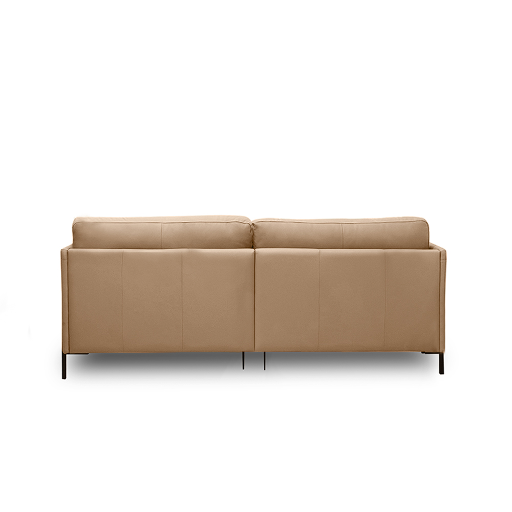 Sofá Decorativo Karine 3 Lugares Sala de estar 230cm com Chaise Pés em Aço Couro Nude G88 - Gran Belo