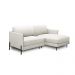 Sofá Decorativo Karine 3 Lugares Sala de estar 230cm com Chaise Pés em Aço Couro Off White G88 - Gran Belo