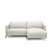 Sofá Decorativo Karine 3 Lugares Sala de estar 230cm com Chaise Pés em Aço Couro Off White G88 - Gran Belo