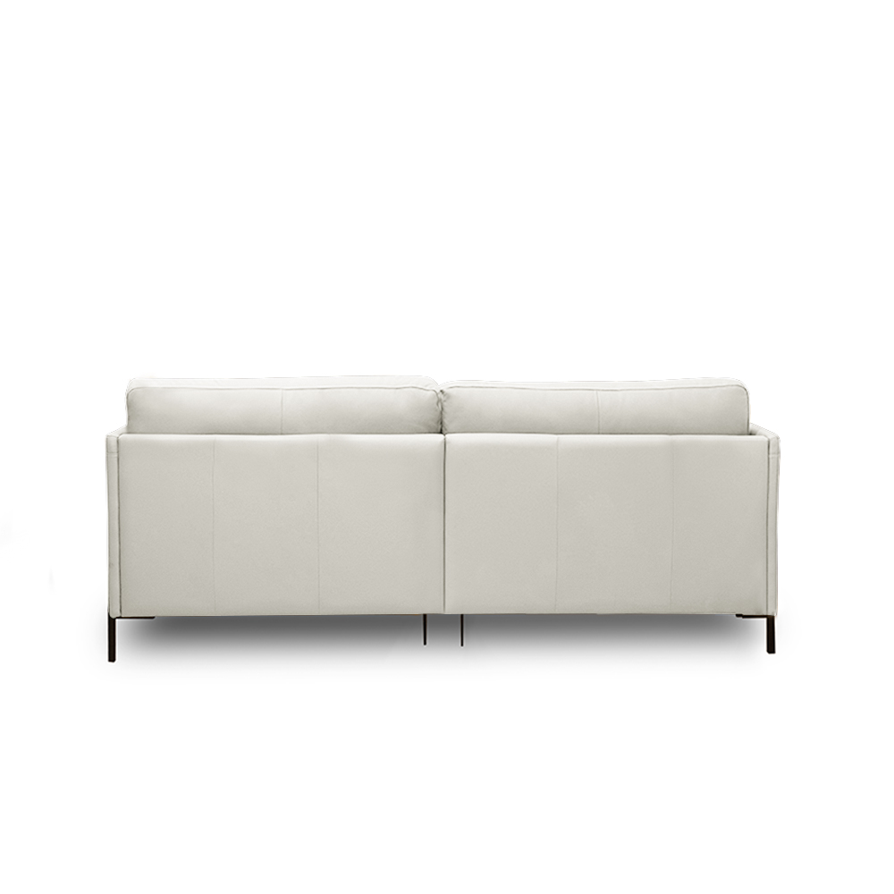 Sofá Decorativo Karine 3 Lugares Sala de estar 230cm com Chaise Pés em Aço Couro Off White G88 - Gran Belo