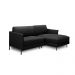 Sofá Decorativo Karine 3 Lugares Sala de estar 230cm com Chaise Pés em Aço Couro Preto G88 - Gran Belo