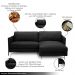 Sofá Decorativo Karine 3 Lugares Sala de estar 230cm com Chaise Pés em Aço Couro Preto G88 - Gran Belo