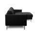 Sofá Decorativo Karine 3 Lugares Sala de estar 230cm com Chaise Pés em Aço Couro Preto G88 - Gran Belo
