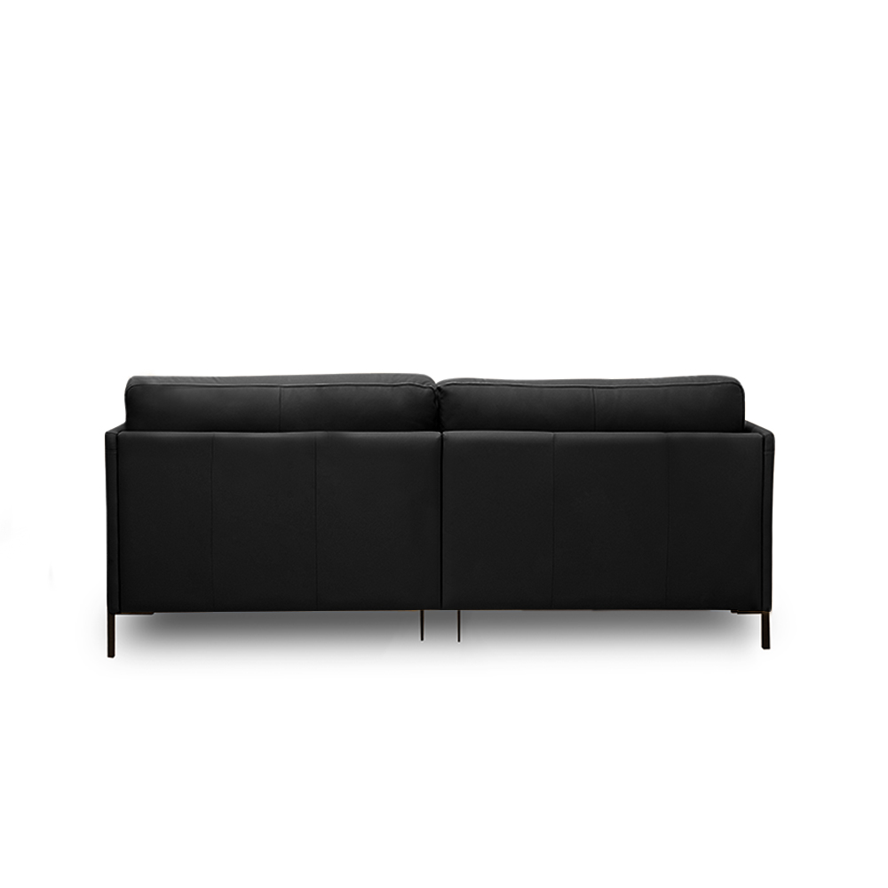 Sofá Decorativo Karine 3 Lugares Sala de estar 230cm com Chaise Pés em Aço Couro Preto G88 - Gran Belo